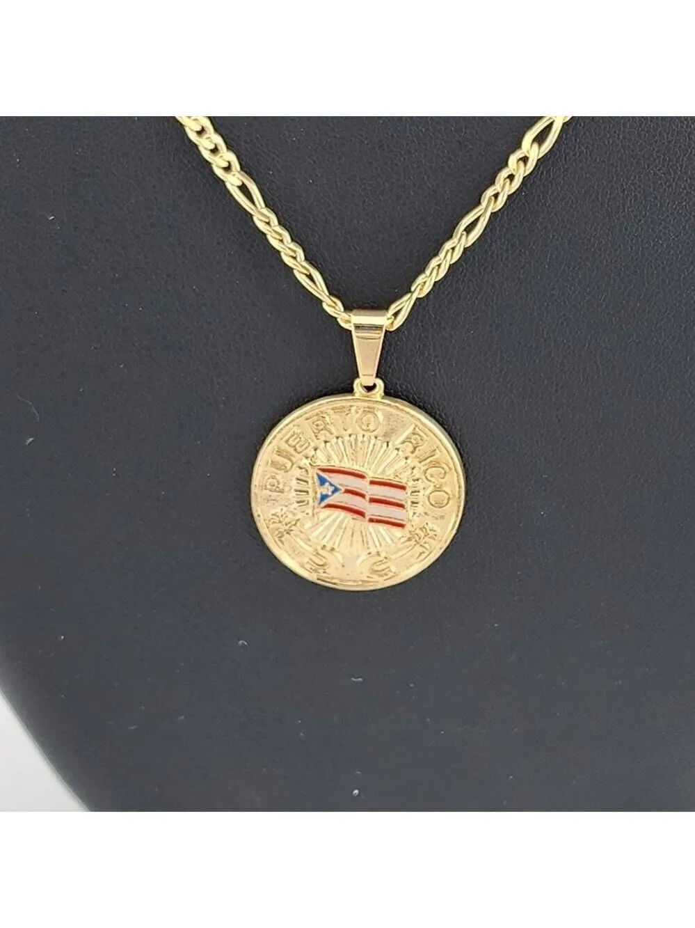 Brand New Brazilian 18k Gold Filled Puerto Rico Round Necklace